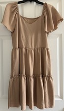 Shein Women's Casual Dress Short Sleeve Beige Tan - Medium