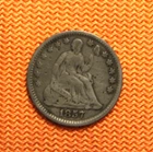 1857 Seated Liberty HALF DIME Fine Original Silver Coin Better Date