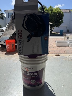 Cascade 500 Canister Filter 115GPH for 30 gal Fresh Marine Aquariums & Salt mix 