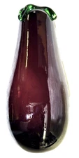 Murano Style Vintage Blown Glass Purple Eggplant 6"