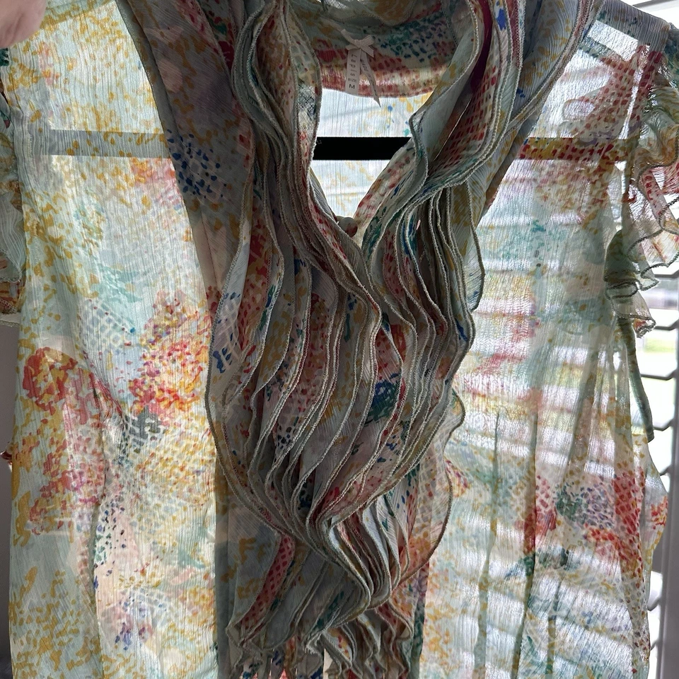 Top plisado acuarela sin mangas con volantes transparentes de lapislázuli para mujer talla M Cottagecore Foto 3 de 4