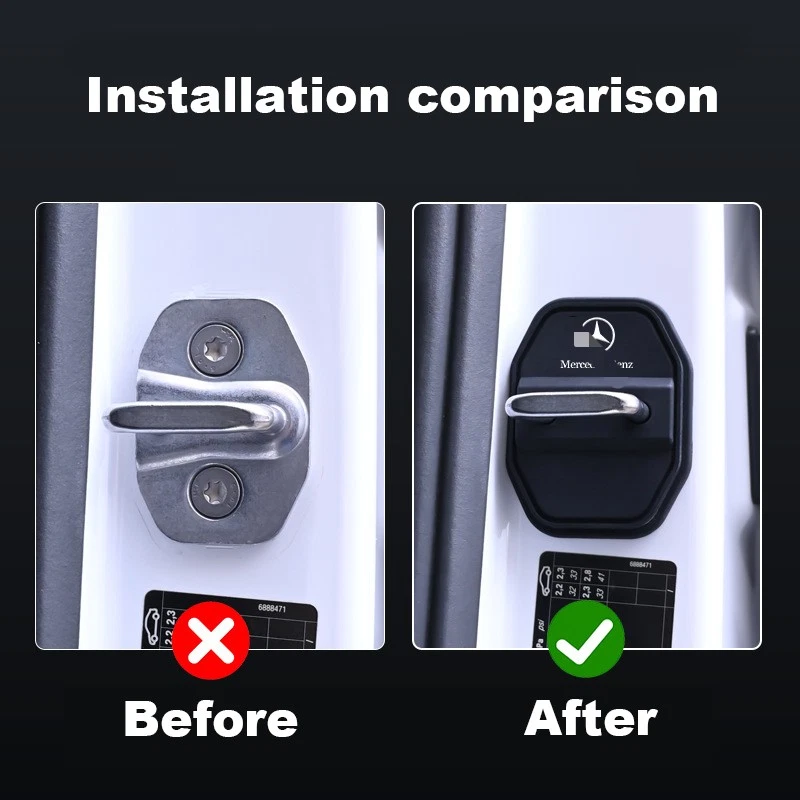 4PCS Car Door Lock Cover for Mercedes-Benz Car Door Guard Lock Car Accessories Foto 2 de 4