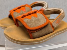 UGG Tan Suede Adjustable Strap Sandals with Orange Stegosaurus Spikes Size 10