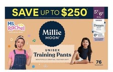 New Millie Moon All Natural MEGA  76 Count Disposable Training Pant Size 5T/6T