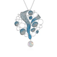 Cavill Welo Opal Halskette 0,81Ct Rund Cabochon 925 Silber Damen