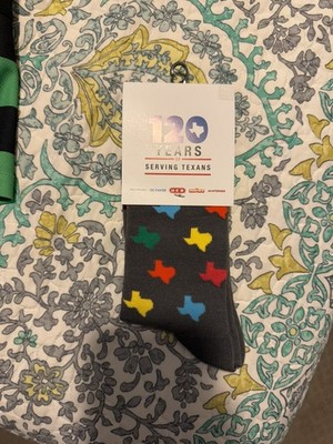 HEB 120th Anniversary Socks Gray W/ Allover Texas Pattern Brand new Mi Tienda