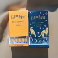 Red Aspen Press On Nails LOT OF 2 Short Square Nail Dashes