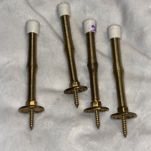 (4) 3” Polished Brass Spring Door Stops with Mounting Screw See Pics - Picture 6 of 6