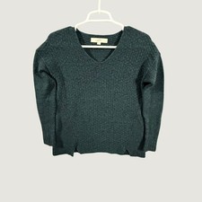 Ann Taylor LOFT Petites Wool Blend V-Neck Sweater Dark Teal Green SP 357048