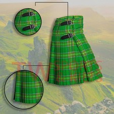 Scottish Outfit Irish Green Tartan Kilt Set - 07 Pieces Kilt Accessories for Men