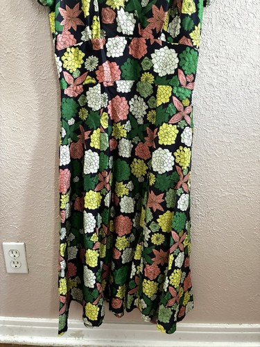 Palava Rita Dress - Navy Cacti Flower Women’s UK 12 US 8-10 Midi short sleeve - Picture 8 of 12
