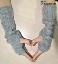 Cashmere Blend Cable Knit Long Fingerless Gloves Arm Mitten Warmer