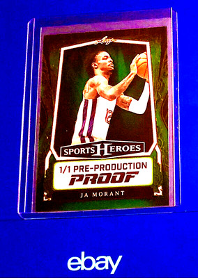 Ja Morant 1/1 Rare 2024 Leaf Sports Heroes Green 1 OF 1 SP Memphis Grizzlies #1