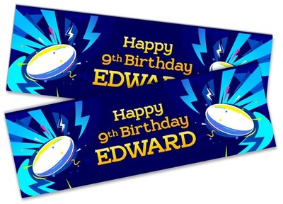 Personalised Rugby Birthday Banner Any Name Age - Custom Kids Party 357