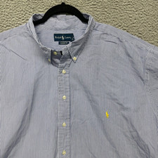 Polo Ralph Lauren Shirt Mens 4XL Tall Blue Striped Classic Fit Preppy Nautical
