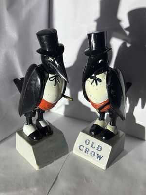 Old Crow Advertising Figures Lot of 2 Kentucky Straight Bourbon Whiskey Vintage