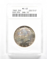 1965 Kennedy Half Dollar DDR-004 DMR-10 MS63 ANACS *2024