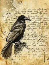The Raven #2 | A4 Mulberry Rice Paper | Paper for Decoupage | Halloween