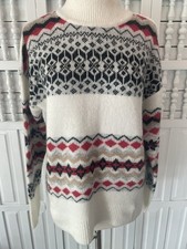 LOFT women's medium fair isle multicolor long sleeve casual pullover sweater, U8
