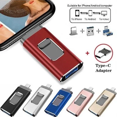 MARKENLOS 2TB 1TB 3in1 Flash Drive USB3.0 Speicher Foto Stick für iPhone Android Laptop PC