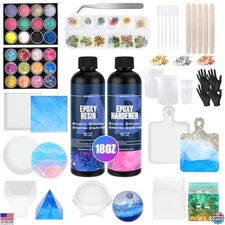 KISREL 18OZ Epoxy Resin Kit - Beginner Set with Molds, Dried Flowers & Supplies