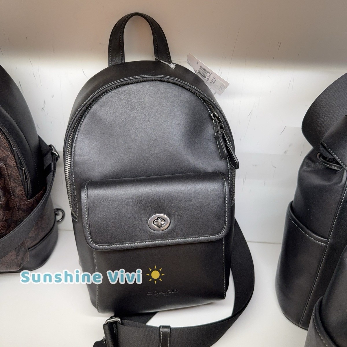 NWT Coach CAJ72 Turnlock Sling Pack In Smooth calf leather black
