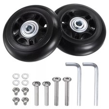 1 Set Black 80 x 24mm Luggage Wheels Replacement, Rubber Suitcase Wheels Repl