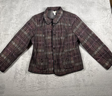 Chico  s Women  s Jacket Blazer Plaid Business Classic Mature Work Size 2