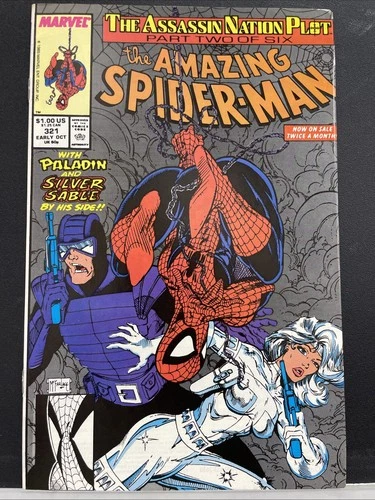 AMAZING SPIDER-MAN #321 1989 Marvel  Todd McFarlane Cover Art Silver Sable NM-MT