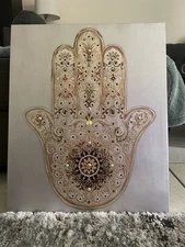 Beautiful Canvas Art. Hand Of Fatima. Gold And Browns. ￼