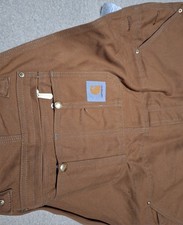Men's Carhartt R41-Brown Duck Zip to Thigh Bib Overall /Quilt Lined 42X30