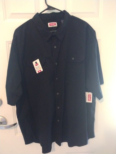 Wrangler Herren Hemd Schwarz XXL Neu mit Etikett Kurzarm Button Down All Day Comfort