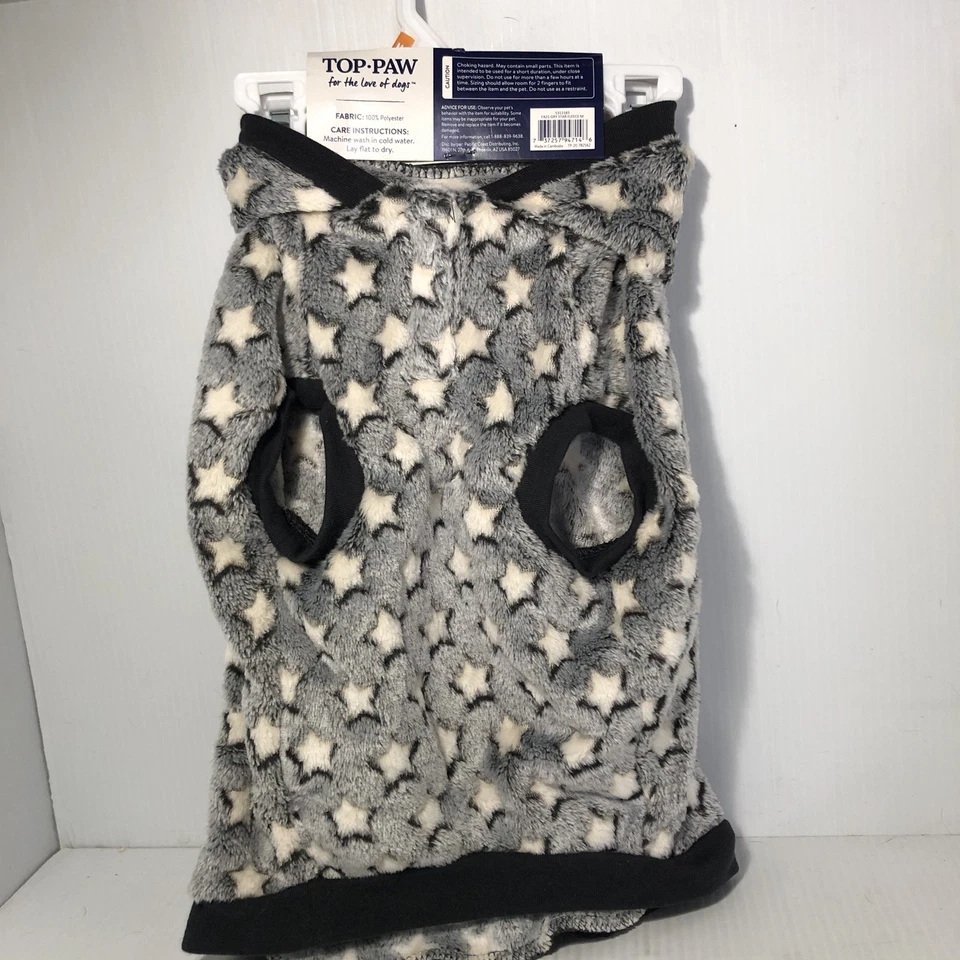 Top Paw Polar Suéter Sudadera con Capucha MEDIANO Mascota PERRO NUEVO CON ETIQUETAS Gris Patrón de Estrellas Poliéster Foto 3 de 4