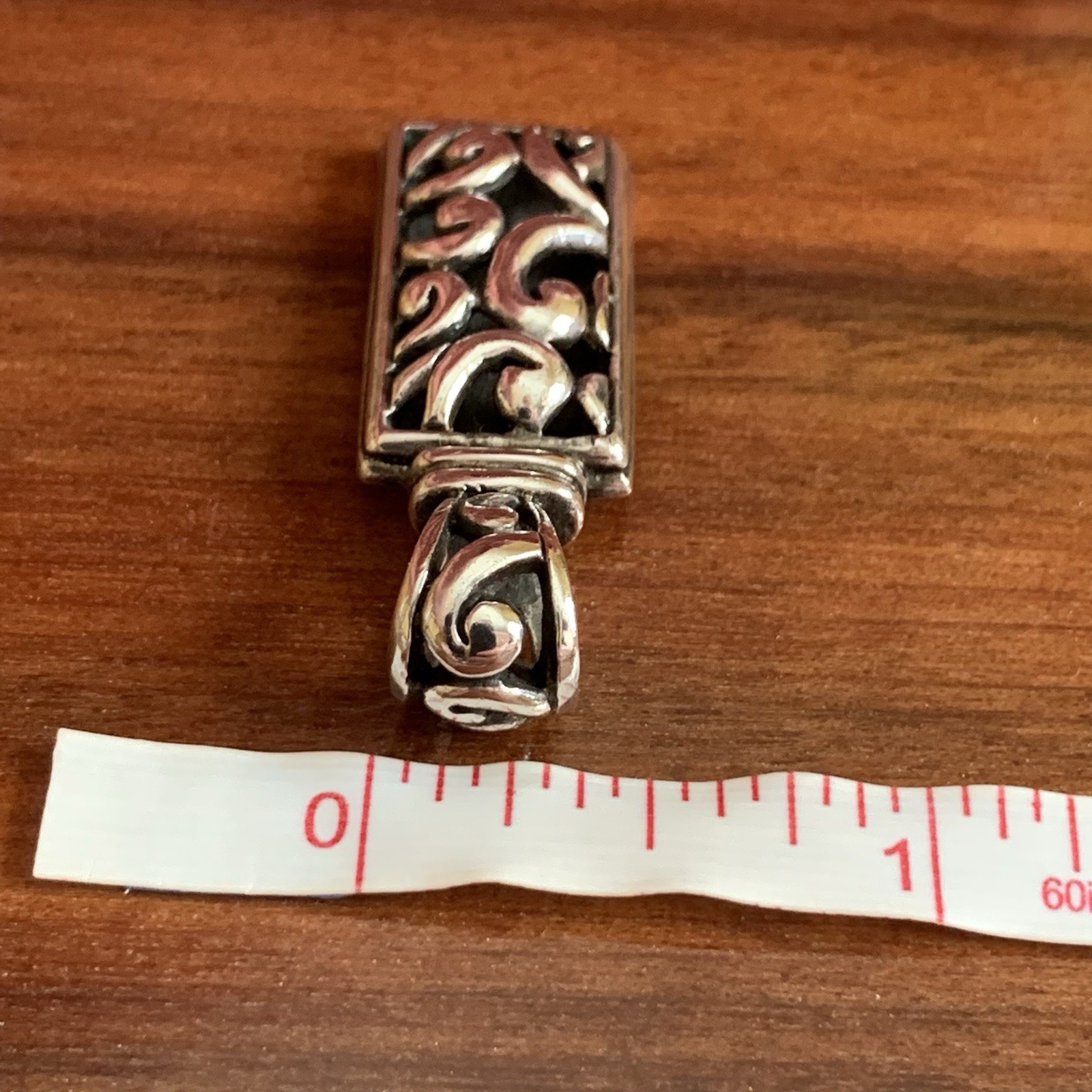 Sterling Silver Rectangle Scroll Ornate Pendant S… - image 7