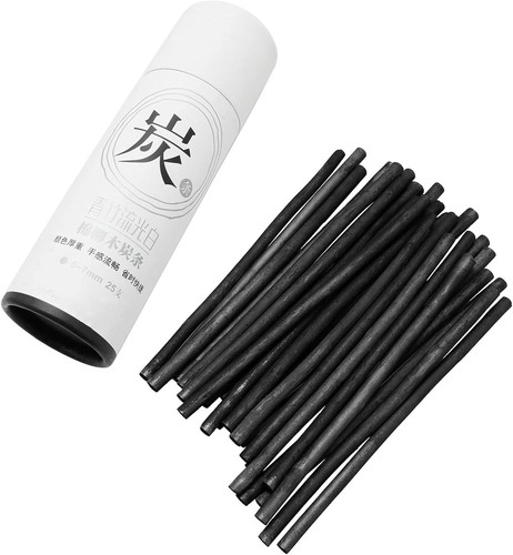 Charcoal Sticks 25PCS 5-7mm Dia Black Vine Willow 25 Count (Pack of 1), - Picture 4 of 4
