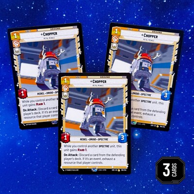 Chopper Metal Menace 188 PLAYSET (x3) Spectre Droid SWU Star Wars Unlimited SOR