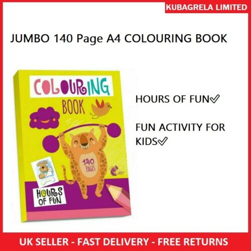 JUMBO 140 Page A4 COLOURING BOOK - KIDS BORED CHILDREN HOME OFF SCHOOL ISOLATE - Afbeelding 1 van 3