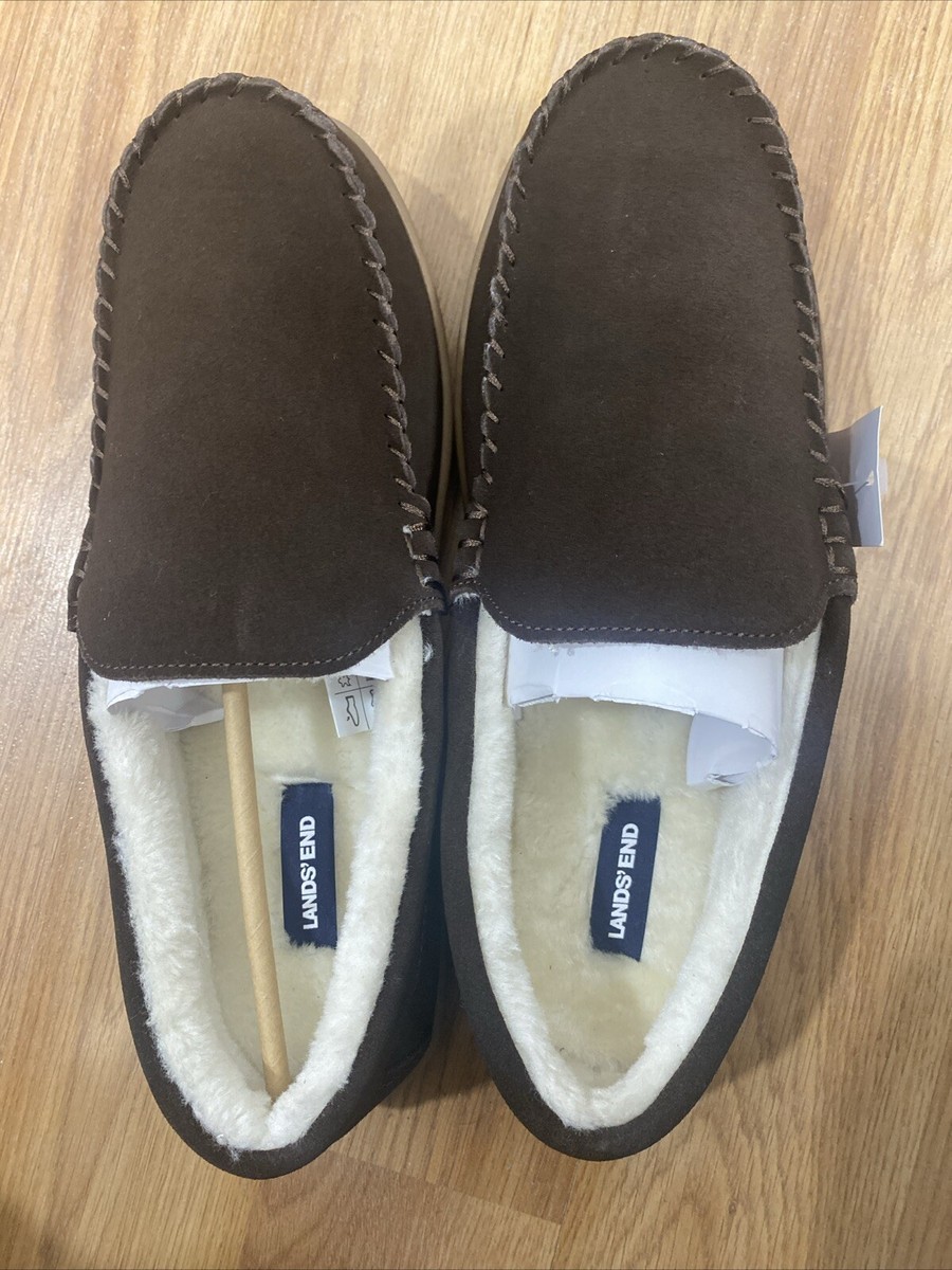 Land’s End Dark Mahogany Suede Moccasin Slippers  Size 10 Medium Lands End Suede Moccasin Slippers Men main image 2