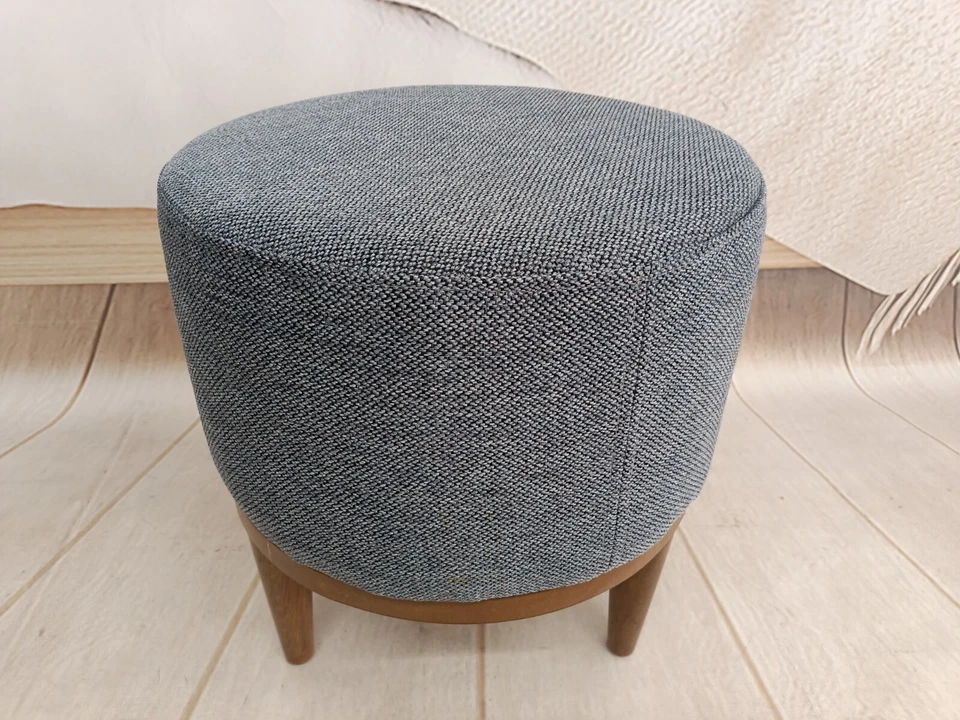 Taburete de tocador, taburete tejido, taburete reposapiés, taburete otomano, taburete con botones, Foto 4 de 4