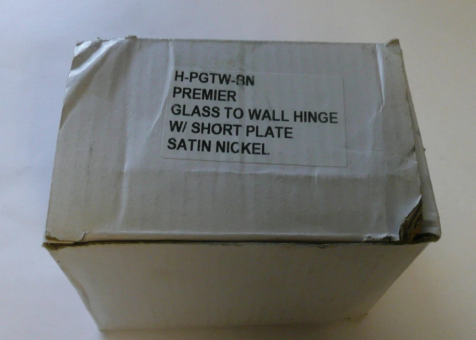 Bisagra Premier de vidrio a pared con placa corta - níquel satinado (nueva en caja magullada) Foto 3 de 4