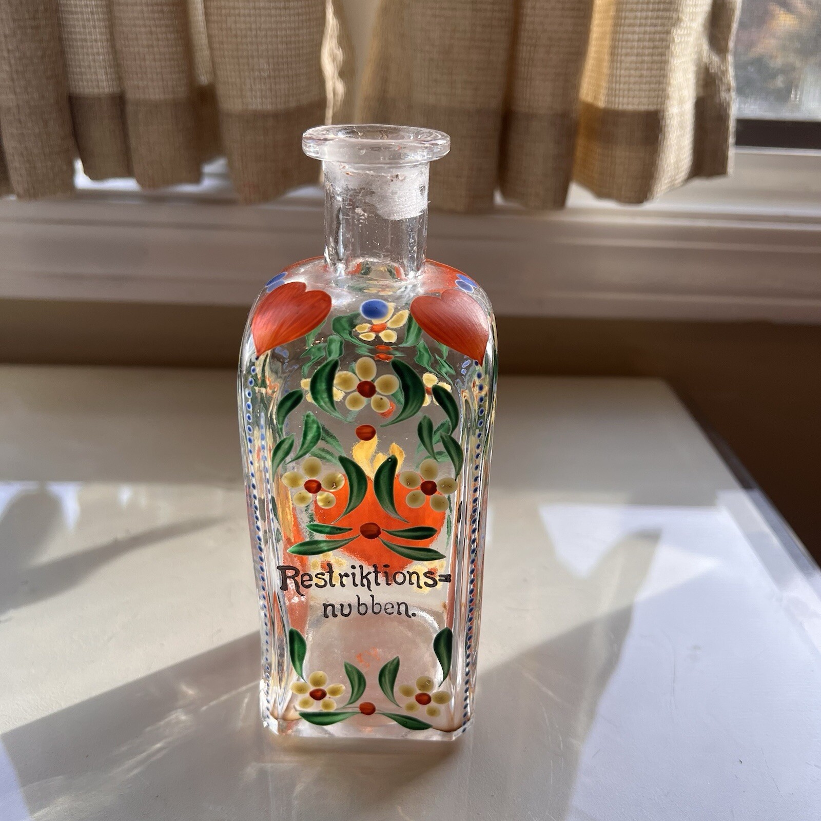 Vintage Swedish hand-blown painted glass karaff Restriktions