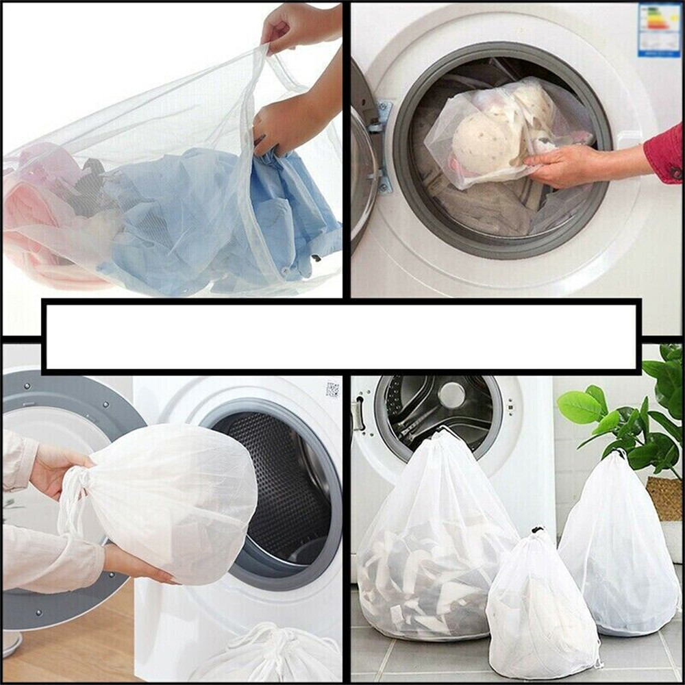 Large Mesh Washing Bag Pack Laundry Wash Bag with Drawstring Clothes Washing Bag eBay