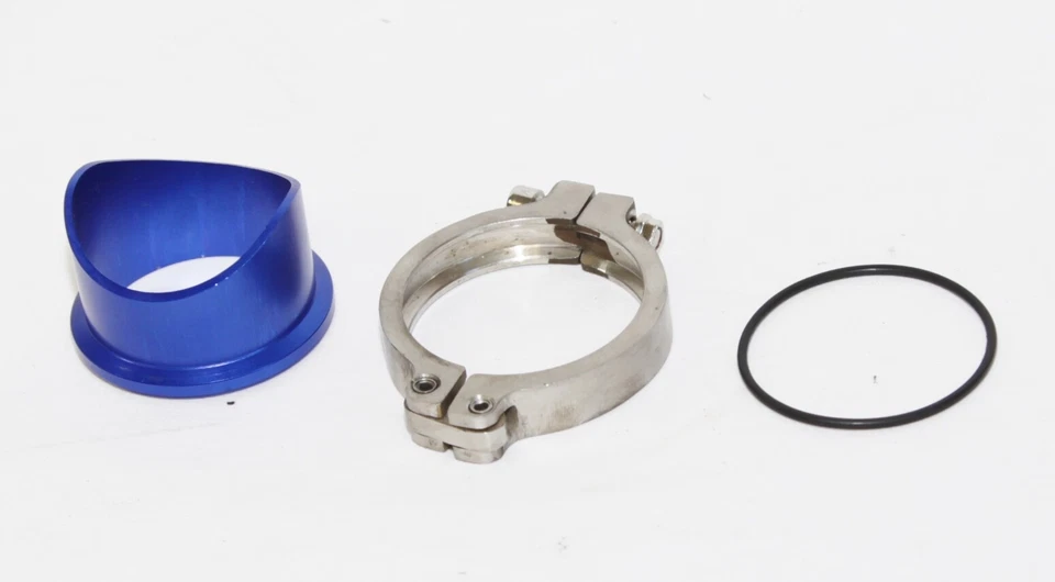 AZUL Emusa 50MM Turbo Válvula de soplado BOV V Banda + Adaptador de válvula de soplado de 2,5" Foto 3 de 4