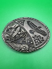 VINTAGE EAGLE FEATHERS BELT BUCKLE MADE BY SSI HANDCRAFTED