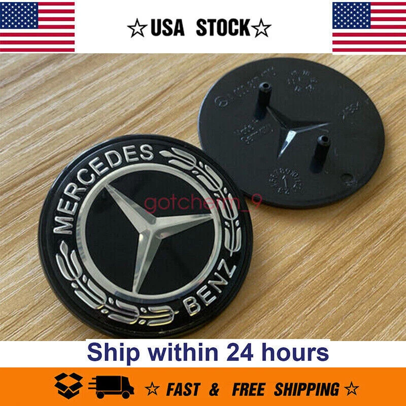 FOR C CL CLK CLS E GL GLK ML SL R S Black Hood Emblem Badge Genuine OE - Image 2 of 4