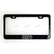 Kiss Custom Made Black Metal License Plate Frame  +Screw Caps