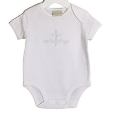 Keepsake Undee Infant Sz 0-3M White One Piece Embroidery Cross Christening Snaps