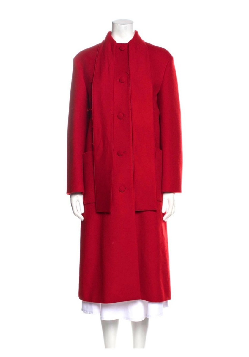 6K New Gucci 2019 Red Pussy Bow Long Wool Knit Coat 38 40 42 2 4 6