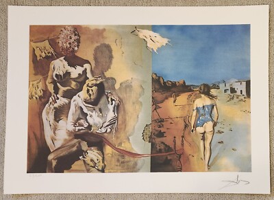 Salvador Dali Dream Puts Her Hand On Mans Shoulder Signed Lithograph Bonus Items