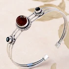 VALENTINO Bracciale in argento sterling 925 con granato sfaccettato e pietra preziosa onice nera per amico